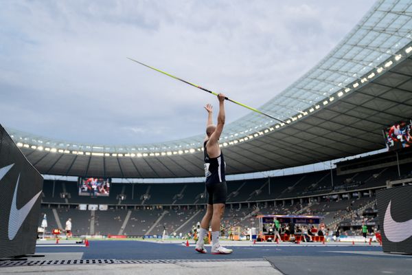 Julian Weber (USC Mainz) beim Speerwurf waehrend der deutschen Leichtathletik-Meisterschaften im Olympiastadion am 25.06.2022 in Berlin